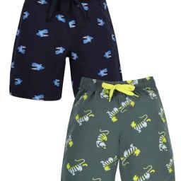 Plum Tree Kids Navy & Green Cotton Printed Shorts (Pack of 2)-picture-24