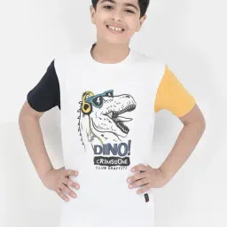 Crimsoune Club Kids White Printed T-Shirt-image-46
