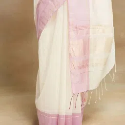 Fabindia Beige Woven Saree image 5