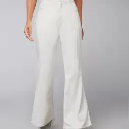 DOLCE CRUDO White Denim Regular Fit High Rise Jeans-image-11