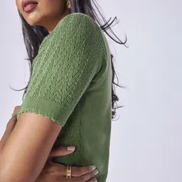 The Label Life Green Cotton Embroidered Top image 5