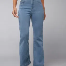 DOLCE CRUDO Light Blue Denim Regular Fit High Rise Jeans-picture-40