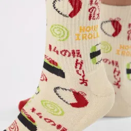 The Souled Store White Regular Fit Printed Socks image 5