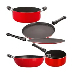 Nirlon Non-Stick Red Aluminium Cooking Essential Combo Set of 5 Piece-image-1