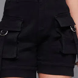 Miss Chase Black Relaxed Fit Shorts image 5