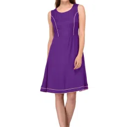 PATRORNA Purple Regular Fit Peplum Tulip A Line Dress-picture-11