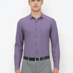Peter England Purple Cotton Slim Fit Self Pattern Shirt-image-33