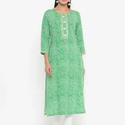 Yufta Green Striped Straight Kurta-image-31