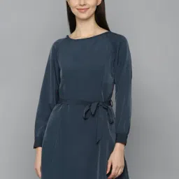 Solly by Allen Solly Navy Regular Fit A-Line Dress-image-62