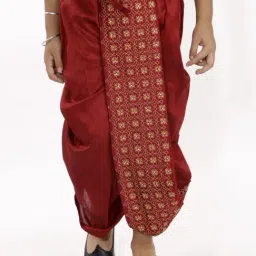 VASTRAMAY Kids Maroon Embroidered Dhoti-image-40