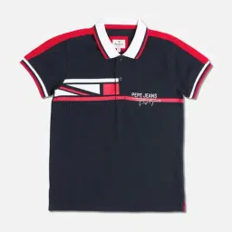 Pepe Jeans Kids Blue Cotton Graphic Polo T-Shirt image 1