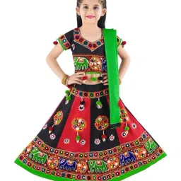 Ahhaaaa Kids Multicolor Cotton Embroidered Lehenga Cholis-picture-32