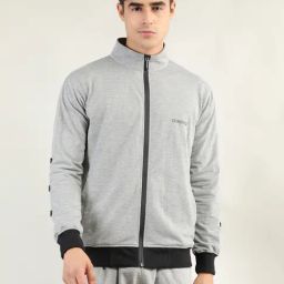 Chkokko Grey Melange Regular Fit High Neck Sweatshirt-picture-27