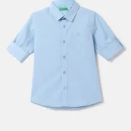 United Colors of Benetton Kids Blue Solid Full Sleeves Shirt-picture-38