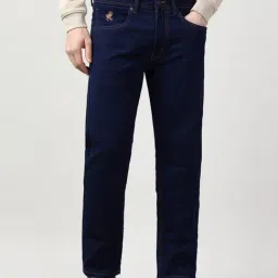 Peter England Navy Cotton Regular Fit Jeans-image-75