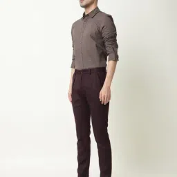 Rare Rabbit Maroon Polyester Solid Slim Fit Formal Trousers image 3