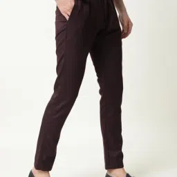 Rare Rabbit Maroon Polyester Solid Slim Fit Formal Trousers image 2