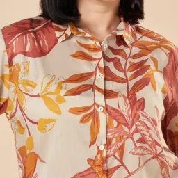 Marigold Lane Beige Lyocell Printed Full Sleeve Top image 5