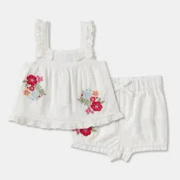 R&B Kids White Embroidery Regular Fit Top & Shorts Set-picture-31