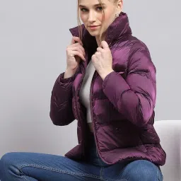 Monte Carlo Purple Nylon Blend Solid Full Sleeve Jacket image 5