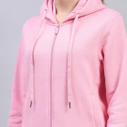 Monte Carlo Pink Cotton Blend Solid Full Sleeve Sweatshirt image 5