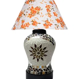Aura White Printed Glass Frustum Shaped Table Lamp image 4