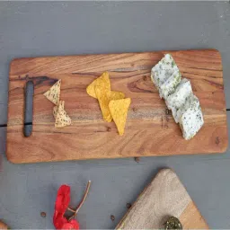 ICRAFT Mauryan Brown Acacia Wood Chopping Board - Set of 1 image 2