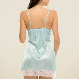 Clovia Sky Blue Lace Chemise image 2