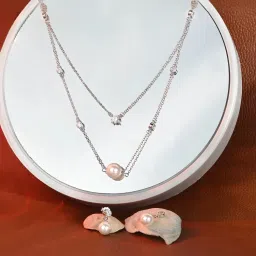 Touch925 925 Pure Silver Double Layer Pearl Necklace Set image 5