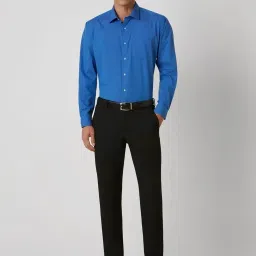 Van Heusen Blue Cotton Regular Fit Self Pattern Shirt image 5