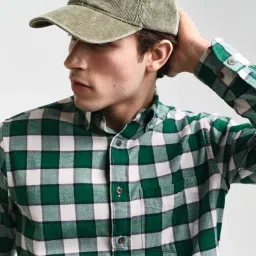 Gant Green Cotton Regular Fit Checks Shirt image 5