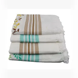 Bichauna 4 Pieces Off white & Brown Striped Cotton 120 GSM Bath Towel image 2