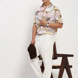 showoffff Showoff Multicolored Cotton Slim Fit Floral Print Shirt image 5