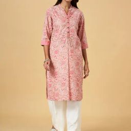 Rangmanch by Pantaloons Pink Cotton Printed Straight Kurta-picture-48
