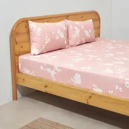Westside Home Pink Cherry Blossom Double Flat Bedsheet & Pillowcase Set-image-21
