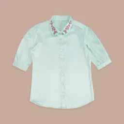 Pantaloons Junior Mint Green Cotton Embroidered Top-image-38