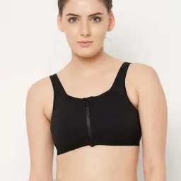 Clovia Black Cotton Sports Bra-image-57