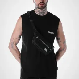 Jack & Jones Black Cotton Regular Fit Printed Tank Tee image 4