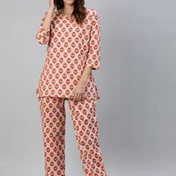 Divena Pink Printed Top & Pant Set image 4