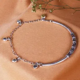 AVNI by GIVA 92.5 Sterling Silver Oxidized Heart Charm Bracelet for Women-image-80