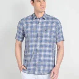 Arrow Sport Light Blue Cotton Regular Fit Checks Shirt-image-32
