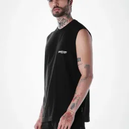 Jack & Jones Black Cotton Regular Fit Printed Tank Tee image 3