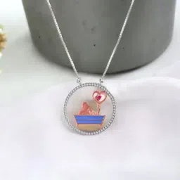 Rihi by P.C. Chandra Jewellers 92.5 Sterling Silver Round Couple Sitting Pendant for Women & Girls-image-40