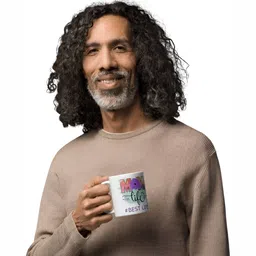 Mr UVD White & Green Typography Printed Ceramic Glossy Mugs 350 ml image 2