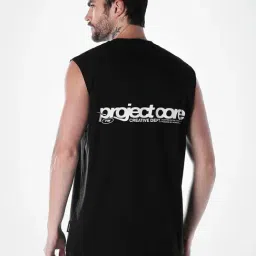 Jack & Jones Black Cotton Regular Fit Printed Tank Tee image 2