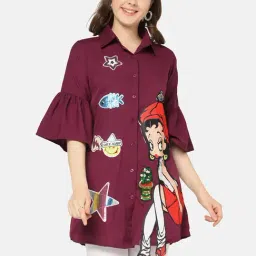 BUYNEWTREND Purple Printed Shirt-picture-12