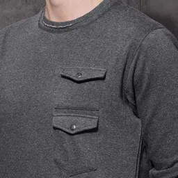 Roadster Men Charcoal Grey Solid Sweatshirt image 4