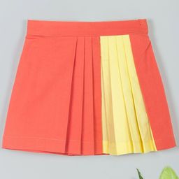 Tangerine Closet Girls Colourblocked Cotton Pleated Straight-Fit Above Knee Skirt-picture-22