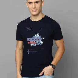 Louis Philippe Jeans Navy Blue Cotton Slim Fit Printed T-Shirt-picture-15