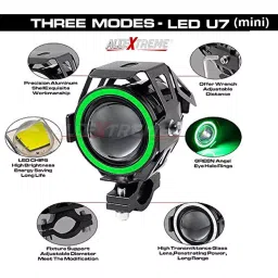 AllExtreme EXU7MG1 LED Spot Lamp with Hi/Low, Flashing Beam&Green Angel Eye Ring(12 W,Green&White) image 2